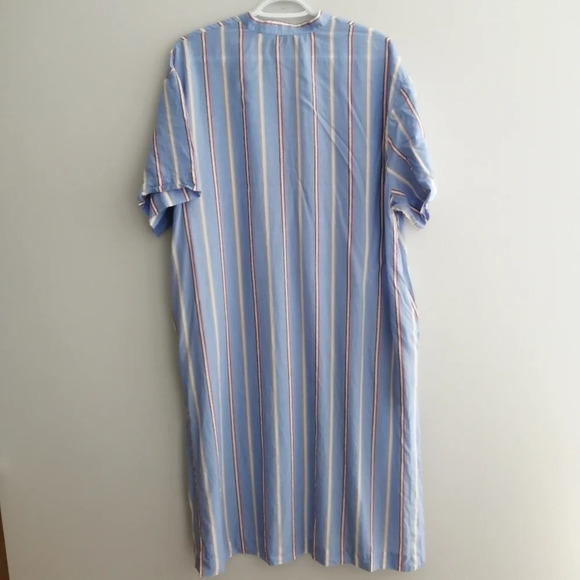 & Other Stories Striped Lyocell A-Line Midi Short Sleeve Shirt Dress Oversize 6 - Picture 3 of 15